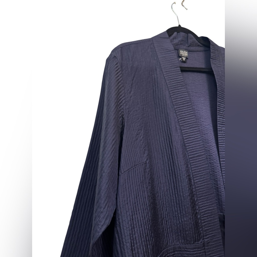 Eileen Fisher Navy Blue Open front Silk Jacket. Size 2X. EUC - Picture 5 of 14